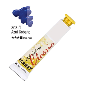 Tinta Óleo em Tubo Oil Colors Classic Acrilex 20mL - Azul Cobalto (308)