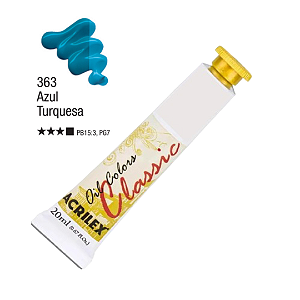 Tinta Óleo em Tubo Oil Colors Classic Acrilex 20mL - Azul Turquesa (363)