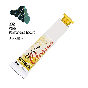 Tinta Óleo em Tubo Oil Colors Classic Acrilex 20mL - Verde Permanente Escuro (332)