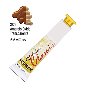 Tinta Óleo em Tubo Oil Colors Classic Acrilex 20mL - Amarelo Óxido Transparente (380)