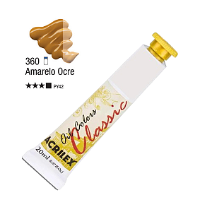 Tinta Óleo em Tubo Oil Colors Classic Acrilex 20mL - Amarelo Ocre (360)