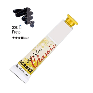 Tinta Óleo em Tubo Oil Colors Classic Acrilex 20mL - Preto (320)