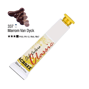 Tinta Óleo em Tubo Oil Colors Classic Acrilex 20mL - Marrom Van Dyck (337)