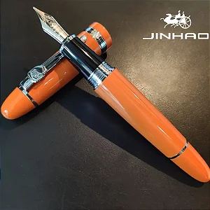 Caneta Tinteiro de Metal Pesada Jinhao +conversor - Cor Laranja