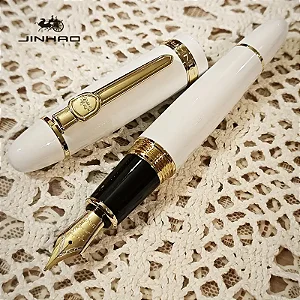 Caneta Tinteiro de Metal Pesada Jinhao +conversor - Cor Branca
