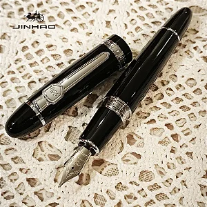 Caneta Tinteiro de Metal Pesada Jinhao +conversor - Cor Preta