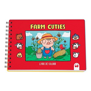 Livro com Ilustrações para Colorir com Capa Dura - Farm Cuties