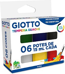 Tempera Guache Giotto 6 Potes de 15mL - Cores Básicas