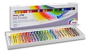 3x Giz Pastel Oleo 25 Cores Pentel Arts Para Desenho
