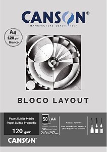 Bloco de Papel Sulfite Médio Layout Canson 120g/m² 50 Folhas A4