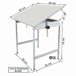 Mesa Prancheta Desenho Trident Tubular Tampo Branco 60x80 Tub 17