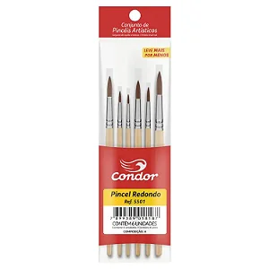Kit Pincel 6 Unidades Artístico Redondo Condor - 5501