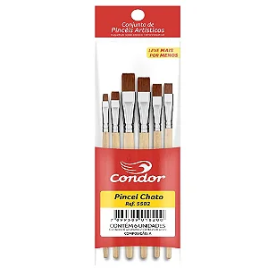 Pincel Artístico Chato Condor com 6 Unidades - 5502