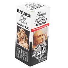 Massa Para Modelar Cinza Chumbo Plastilina 500g corfix