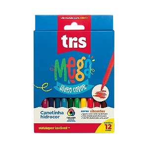 Canetinha Hidrocor Ponta Fina Mega Hidro Color Tris - 12 Cores