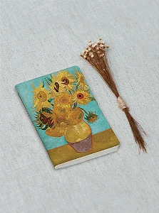 Mini sketch Sem Pauta 9x13 Folk Books - Van Gogh girassois - Tipo Moleskine