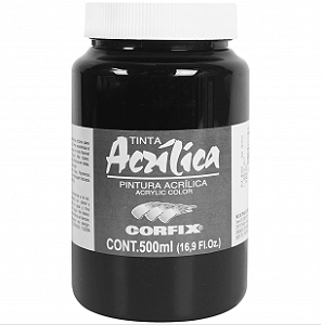Tinta Acrílica Corfix 500ml para Tela e Madeira - Preto (065)