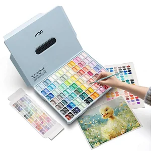 Tinta Guache Profissional Himi 112 Cores Estojo Azul