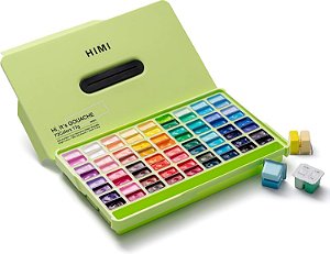 HIMI Conjunto de tinta guache 72 cores 12 g, design de copo de gelatina, tinta não tóxica para tela e papel, materiais de arte para profissionais (72 cores)