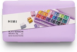 TINTA GUACHE HIMI 36 CORES 30ML +3 PINCEIS ESTOJO ROXO TST122