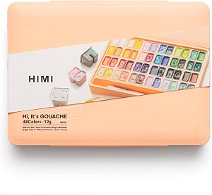 TINTA GUACHE HIMI 48 CORES 30ML + 3 PINCEIS ESTOJO PEACH TST88