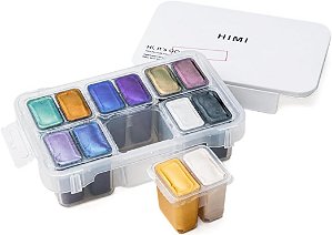TINTA GUACHE HIMI 12 CORES METÁLICAS 12ML ESTOJO BRANCO TST177