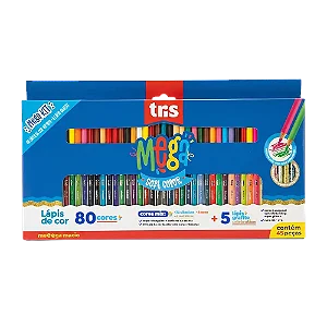 Lápis de Cor Ponta Dupla Mega Soft Color - 80 Cores + 5 Lápis Grafite -Tris
