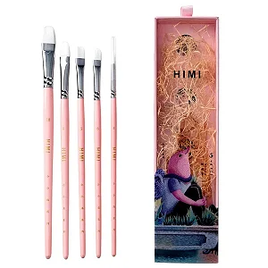 Kit de Pincéis Rosa Himi para Guache - 5 Unidades
