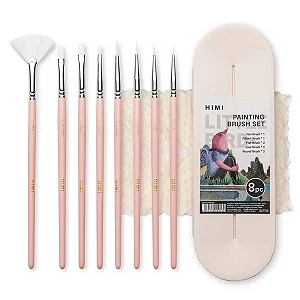 Kit de Pincéis Rosa Himi para Guache - 8 Unidades