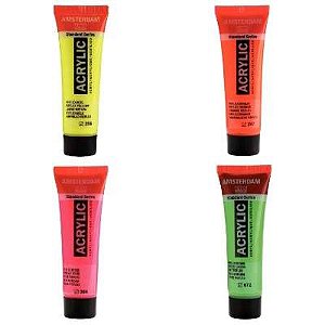 Kit 4x Tinta Acrílica Fluo Amsterdam 120 ml