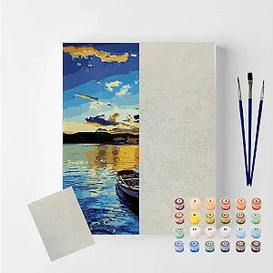 Tela Numerada 40X50cm - Céu Azul - Arte Terapia