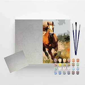 Tela Numerada 40X50cm - Cavalos - Arte Terapia