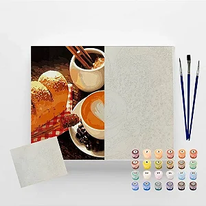 Tela Numerada 40X50cm - Café da tarde - Arte Terapia