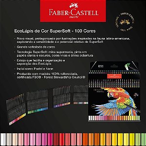 Faber Castell Lápis De Cor Supersoft com 100 Cores - Ecolápis Super Macio