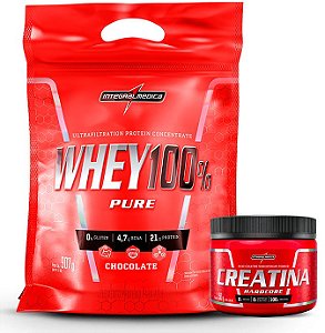 Kit Whey 100% Pure Refil 900g - Integralmedica + Creatina Hardcore 150g Integralmedica