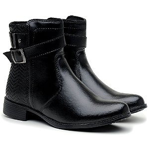 Bota Feminina Cano Baixo Couro Preto