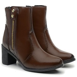 Bota Coturno Feminino Marrom Cano Curto