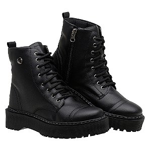 Bota Coturno Feminino Preto Fosco Sola Tratorada