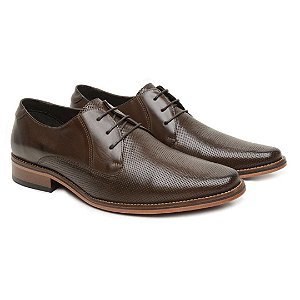 Sapato Masculino  Marrom Casual Derby Sola de Couro