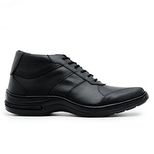 Bota Casual Masculina Couro Preto Cano Baixo Numeração 33 ao 46