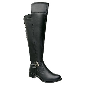 Bota Feminina Over The Knee Salto Baixo Preta Torani Lily