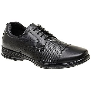 Sapato Masculino Cadarço Couro Preto Linha Comfort Torani Numeração 33 ao 46