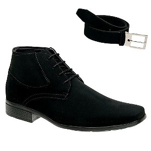 Bota Masculina Casual Nobuck Preta + Cinto Torani SLZ