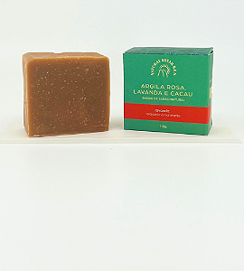 SABONETE ARGILA ROSA, LAVANDA E CACAU
