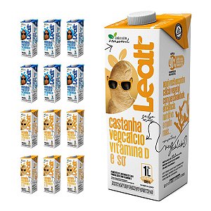 Kit Nut Lovers 12 Leites Vegetais Leatt 1L: 6 Amêndoas e 6 Castanha de Caju