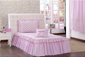 Kit Colcha Solteiro Infantil Princesa Rosa 03 peças