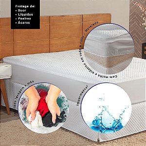 Protetor de Colchão Matelado Impermeável Casal 1 Peça 100% Poliéster - Branco
