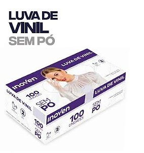 Luva de vinil sem pó descartável - 100 unidades