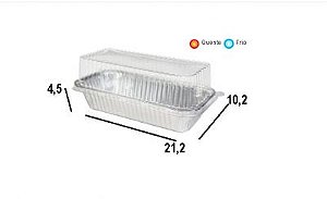 Forma de Alumínio Bolo Inglês Retangular com Tampa Pet 650ml - 10 Unidades