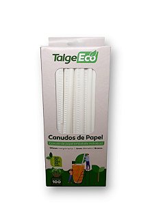 Canudo de Papel Branco Biodegradável - 100 Unidades